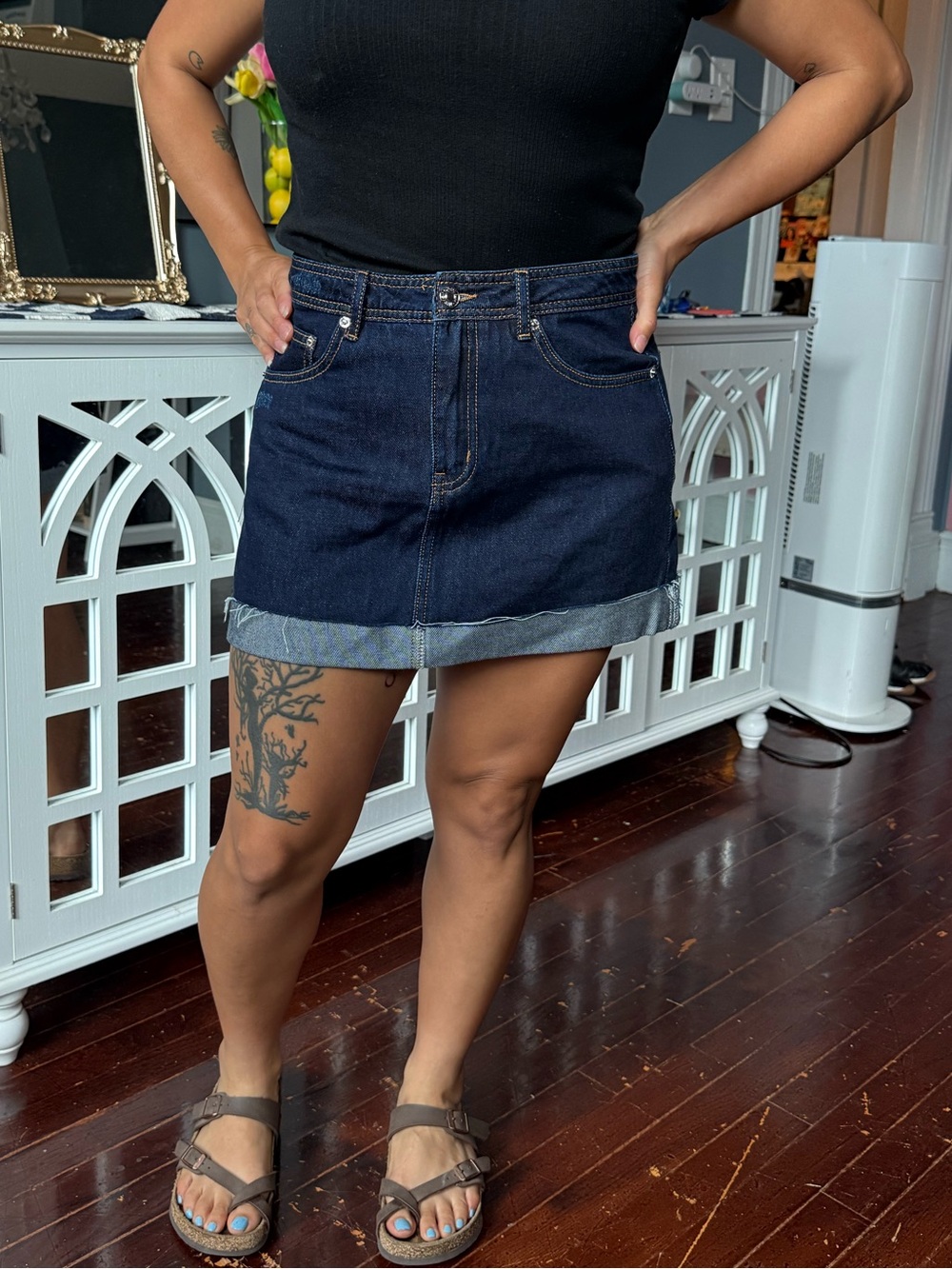 White Fox denim mini skirt